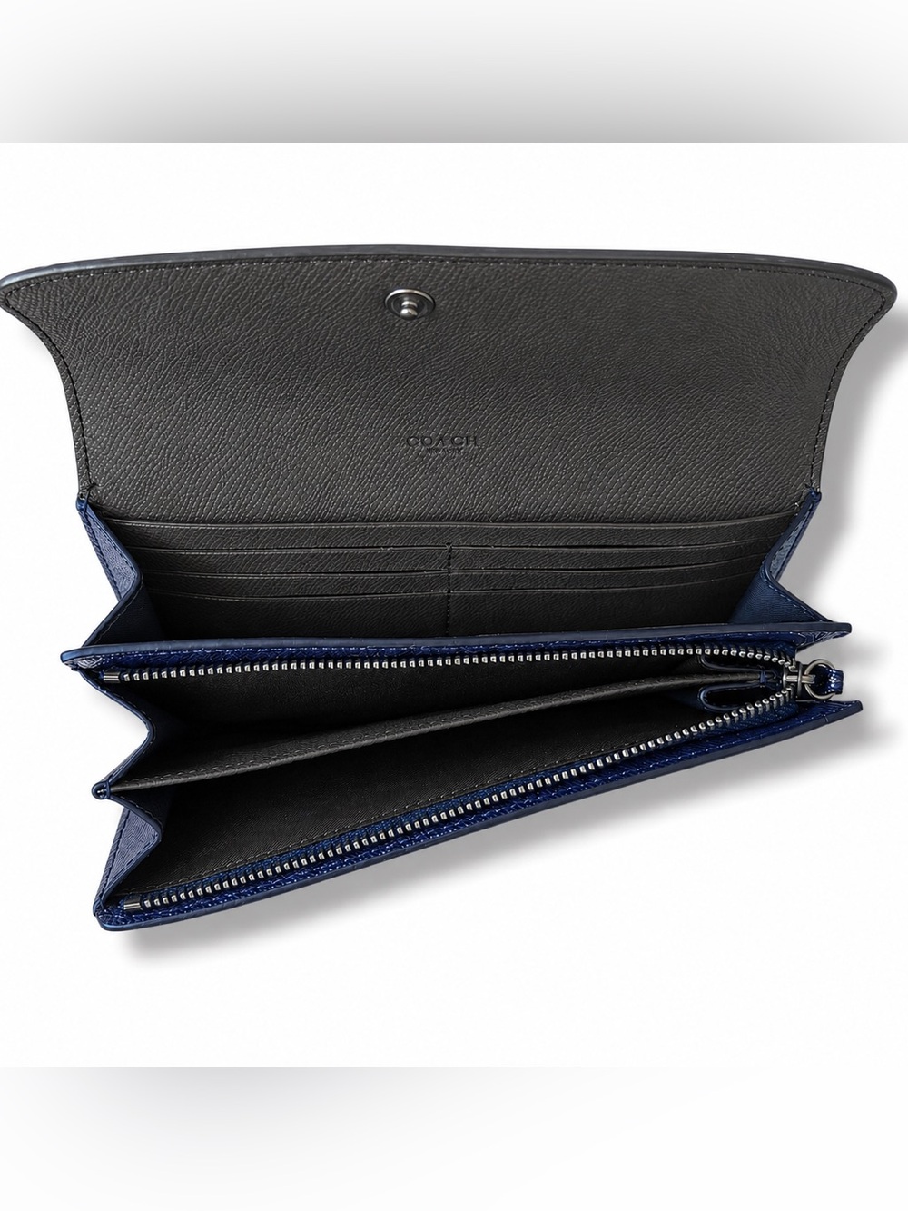 Coach Ace Bear Slim Envelope Wallet Metallic Navy NWOT Rare Novelty - Picture 14 of 16